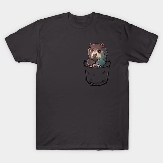 Pocket Cute Andean Bear Wildlife T-Shirt by TechraPockets